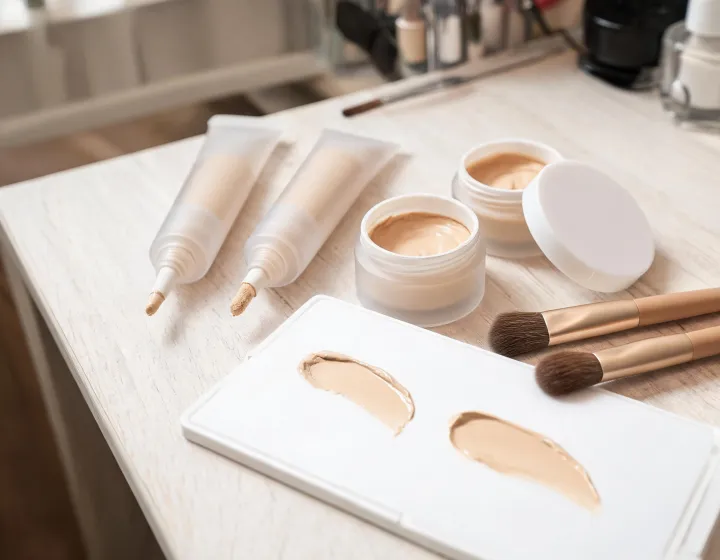 hydrating concealer on a cosmetics bench, illustration only